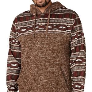 Hooey Brown and Red Patterned Hoodie Aztec M